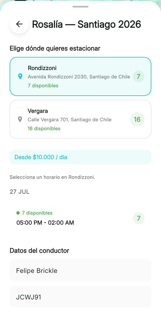 Pantalla Park In: elegir dónde estacionar